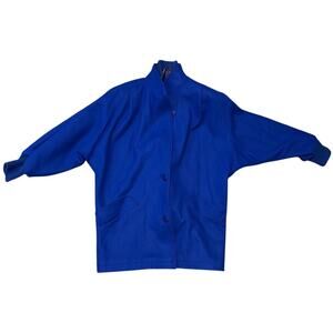 Michelle Stuart Vintage Wool Blend Plaid Lined Cobalt Blue Coat Size 7/8